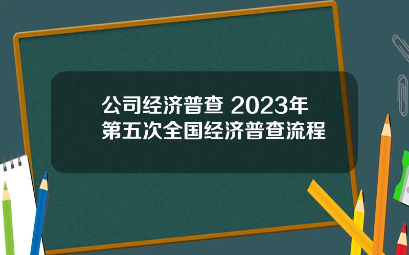 公司经济普查 2023年第五次全国经济普查流程